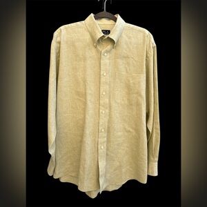 Jos. A Bank Traveler’s Coll. 100% LINEN Dress Shirt Men’s Sz Large Long Sl SPOTS
